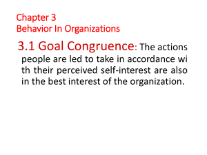 Organizational Behavior: Goal Congruence & Control Systems