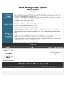 Bank Management System Project Proposal