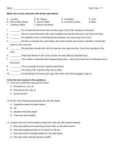 Quiz Chap. 1-7: Character Matching, Multiple Choice, True/False