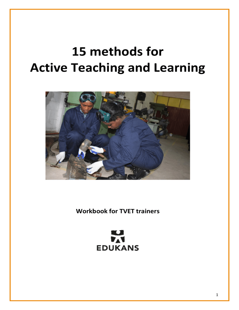 Workbook 15 Methods For Active Teaching Learning - TVET