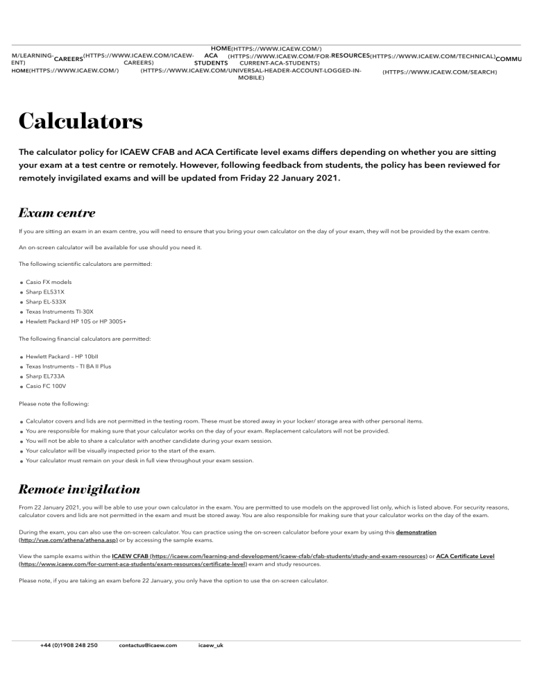 Calculators ICAEW