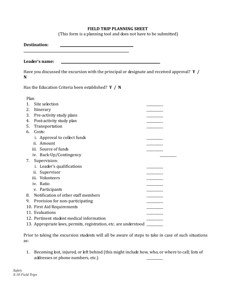 field-trip-planning-checklist