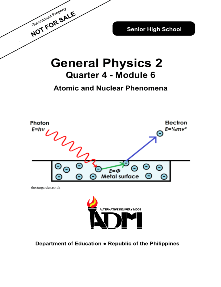 General Physics 2 Q4 M6 Atomic And Nuclear Phenomena