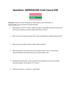 Imperialism Crash Course #35 Worksheet