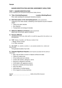 River Water Sampling Risk Assessment Form