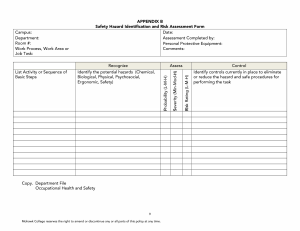 Safety Hazard Identification and Risk Assessment Form