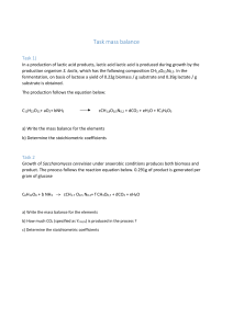Mass Balance Problems: Lactic Acid & Ethanol Production
