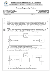 Electrical Machines Problem: Transformer & Power System Analysis