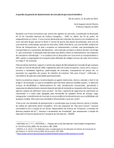 Garantia de Abastecimento no Mercado de Gás Natural Brasileiro