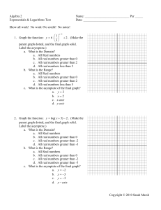 Algebra 2 Exponentials & Logarithms Test