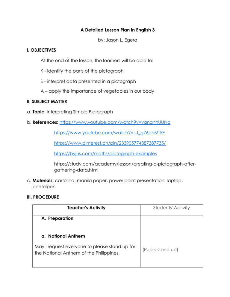 A Detailed Lesson Plan in English 3