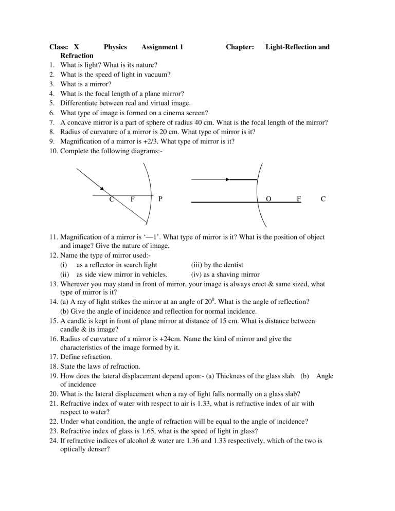 case study question on light class 10