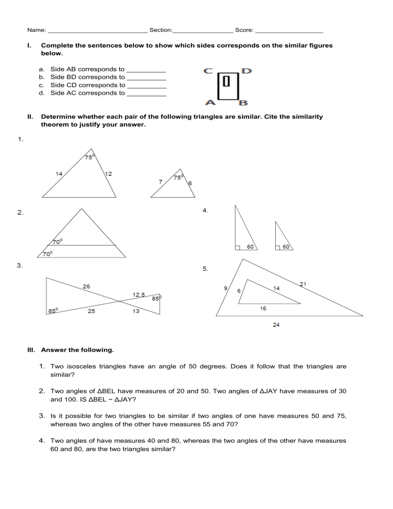 SIMILARITY THEOREMS