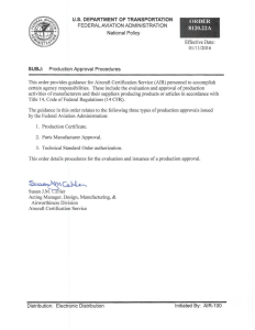 FAA Order 8120.22A: Production Approval Procedures