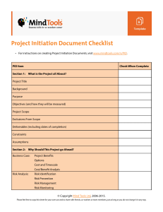 Project Initiation Document Checklist | Project Management