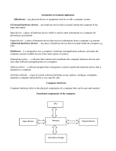 Computer Application Intro: Hardware & Software