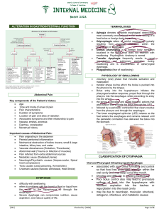 Gastrointestinal Function Alterations: Lecture Notes