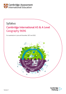Cambridge AS & A Level Geography 9696 Syllabus