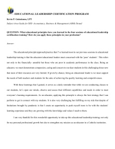 Educational Leadership Principles & Application