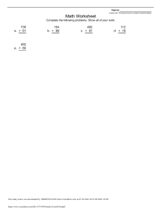 Addition Worksheet - Elementary Math Practice