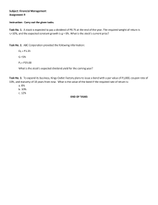 Financial Management Assignment: Stock & Bond Valuation