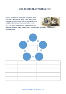 Charlotte's Web Character Trait Worksheet