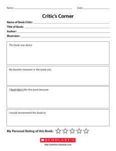 Book Review Worksheet for Kids