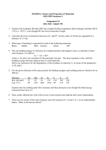 Materials Science Assignment: Bonding, Crystals, Properties