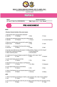 MAPEH 8 Pre-Assessment: Music, Arts, PE, Health