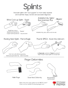 Splints Study Guide for Occupational Therapy Students