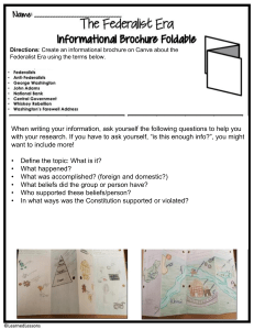 Federalist Era Brochure Worksheet: US History
