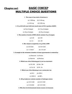Chemistry Multiple Choice Questions - Basic Concepts