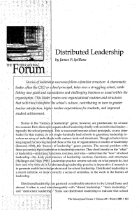 Distributed Leadership: Spillane's Educational Forum Article