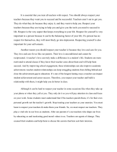 The Importance of Respecting Teachers: An Essay