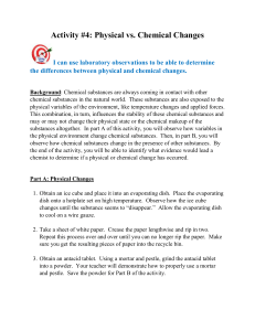 Physical vs. Chemical Changes Lab Activity