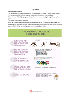 Olympism: History, Values, and Organization