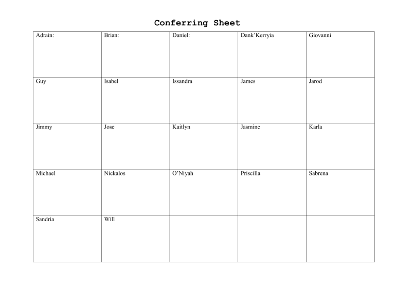 Conferring Sheet: Student Conference Tracker