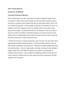 Teaching Philosophy: Creative Arts & Problem Solving