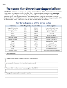 American Imperialism Worksheet: Territorial Expansion & Motivations