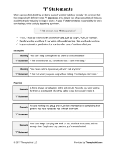 "I" Statements Worksheet: Effective Communication Skills