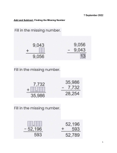 Add & Subtract: Missing Numbers Worksheet