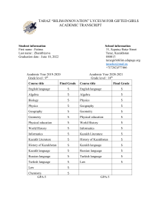 Fatima Zhantibiyeva Academic Transcript