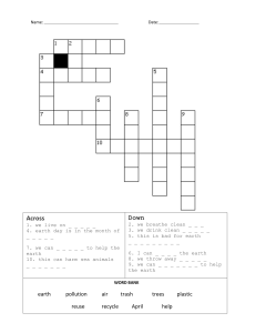 Earth Day Crossword Puzzle Worksheet