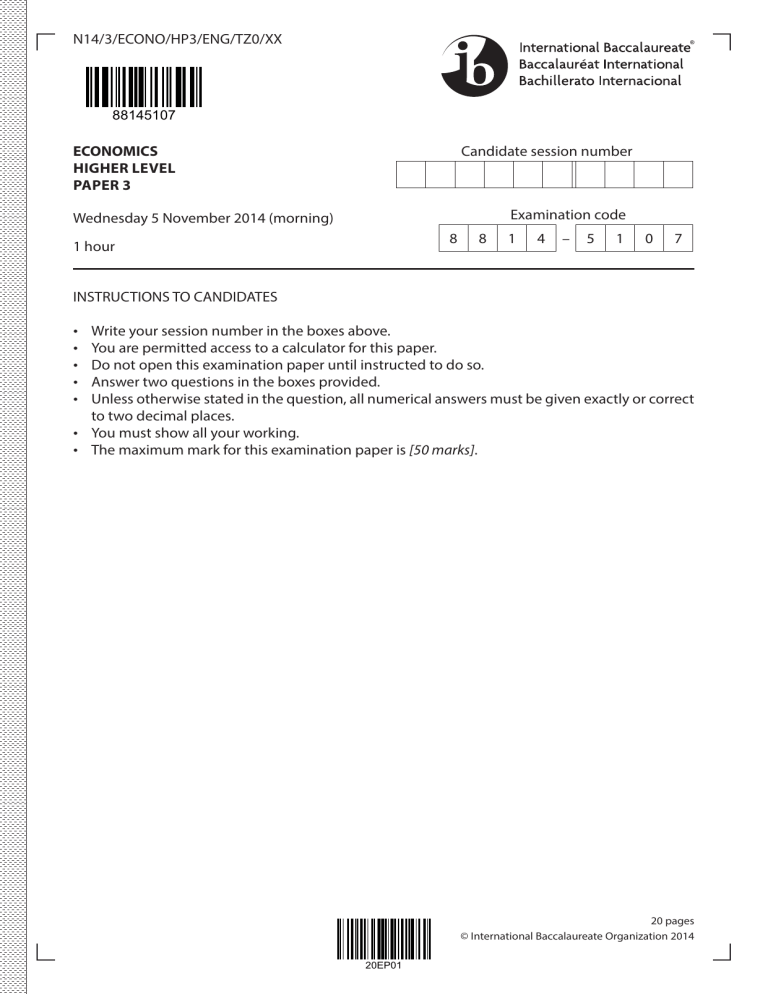 Economics HL Paper 3: International Trade Exam