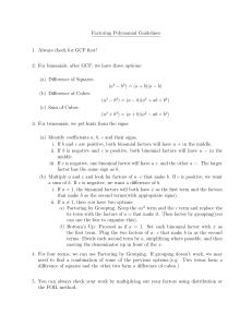 Factoring Polynomial Guidelines