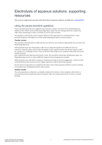 Electrolysis of Aqueous Solutions: Supporting Resources