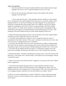 Language Teaching Methodologies Exam Questions