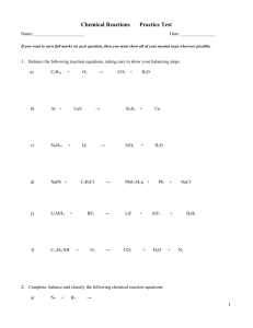 Chemical Reactions Practice Test