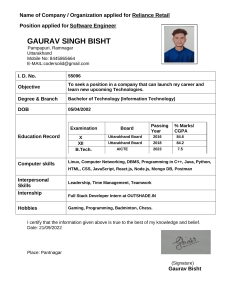 Gaurav Bisht - Software Engineer Resume
