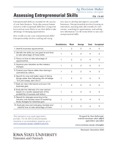 Entrepreneurial Skills Assessment for Farm Business
